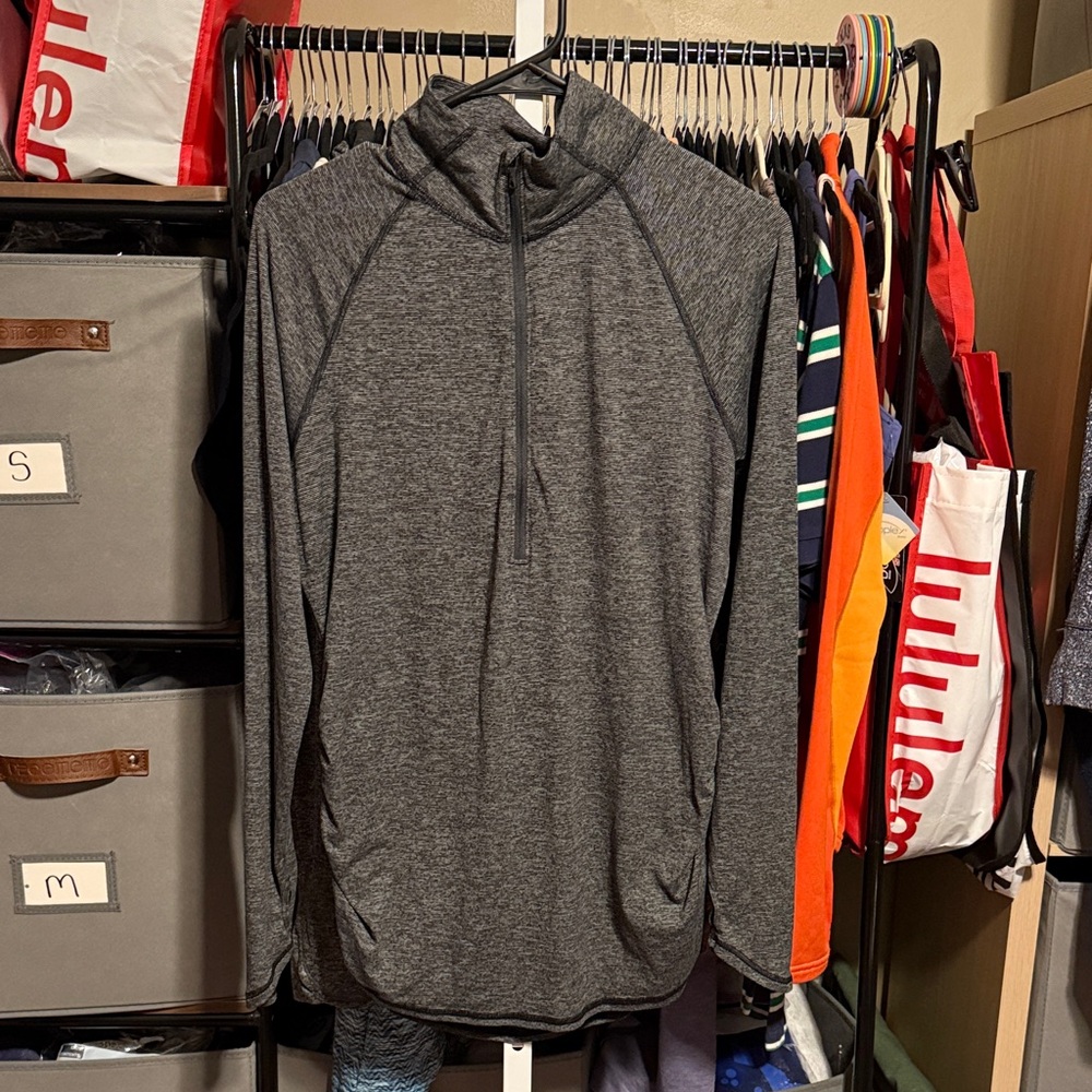 The North Face Pullover 1/2 Zip Lightweight Sweatshirt Large Heather Grey Black